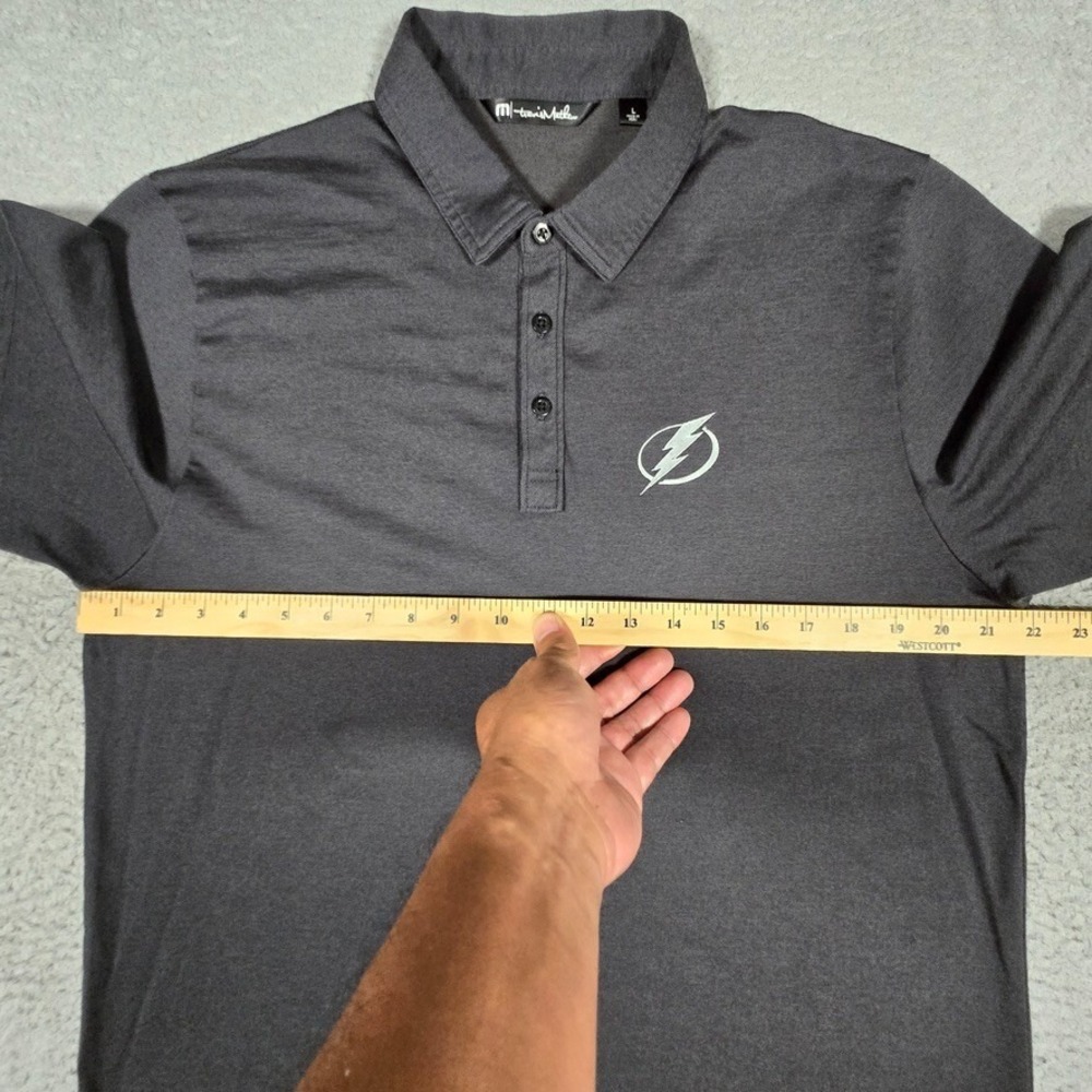 Travis Mathew Shirt Mens Large Black The Flash Knit Golf Polo Casual Preppy Logo - Picture 8 of 13